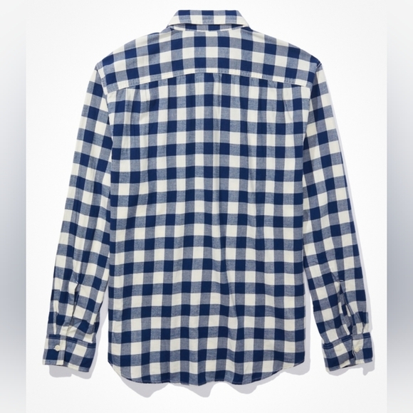 NWT - AMERICAN EAGLE BLUE (NAVY) PLAID BUTTON-UP SHIRT - Sz L - Picture 5 of 6
